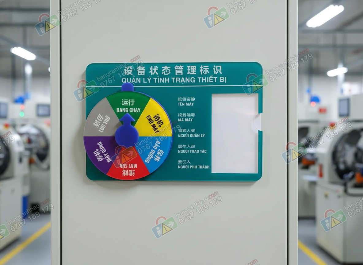 Bảng quản lý tình trạng thiết bị mica in uv - 6 trạng thái vận hành Việt Trung