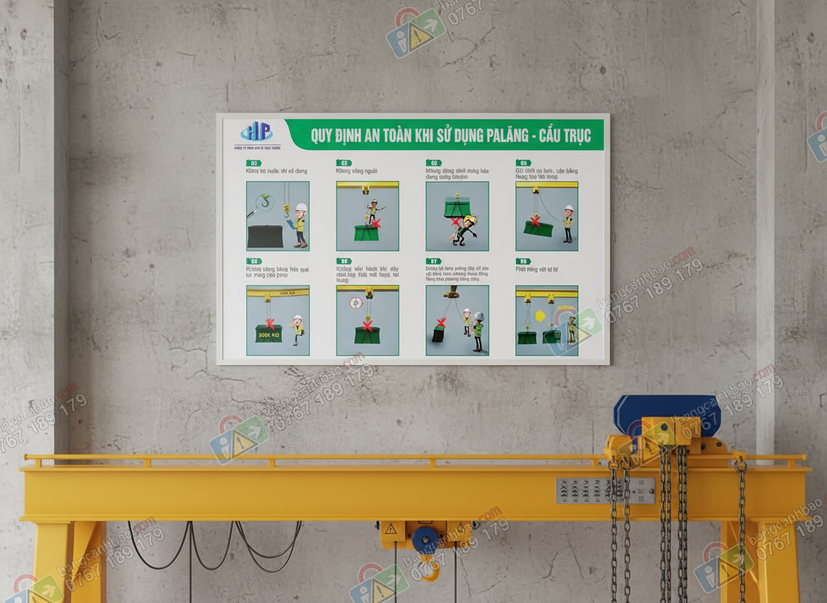 Bảng quy định an toàn khi sử dụng pa lăng - cầu trục