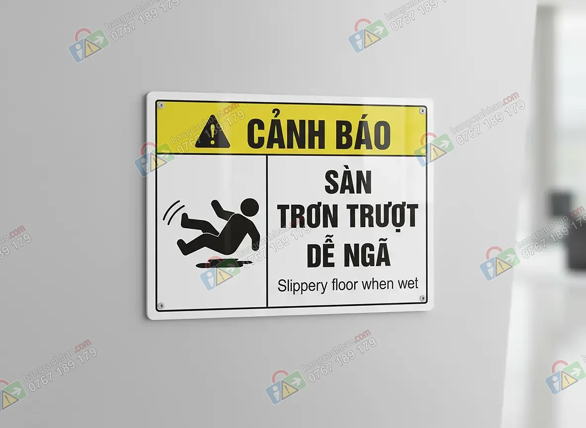 Bảng cảnh báo sàn trơn trượt - dễ ngã in uv