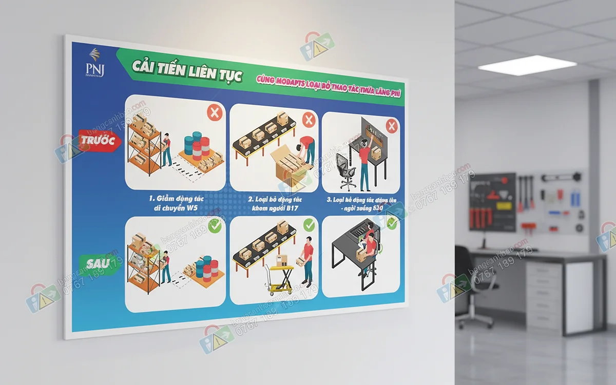 Bảng Cải Tiến Liên Tục – Loại Bỏ Thao Tác Thừa Lãng Phí Trong Sản Xuất Cho PNJ
