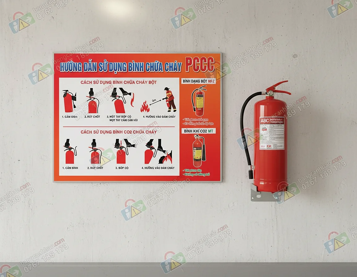 Bảng hướng dẫn sử dụng bình chữa cháy