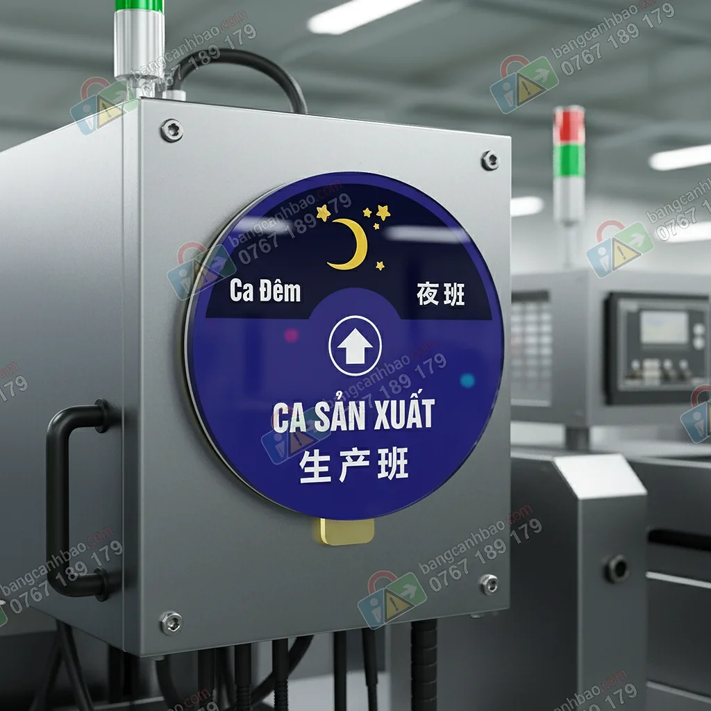 Bảng Trạng Thái Vận Hành Ca Ngày - Ca Đêm Song Ngữ Việt Trung